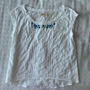 White holister blouse with embellished neck line